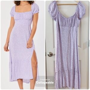 Hollister Lilac Floral Puff Sleeve Midi Dress Juniors XXL